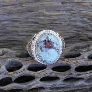 Men's Native American Golden Hill Turquoise Sterling Silver Ring Size 10 3/4